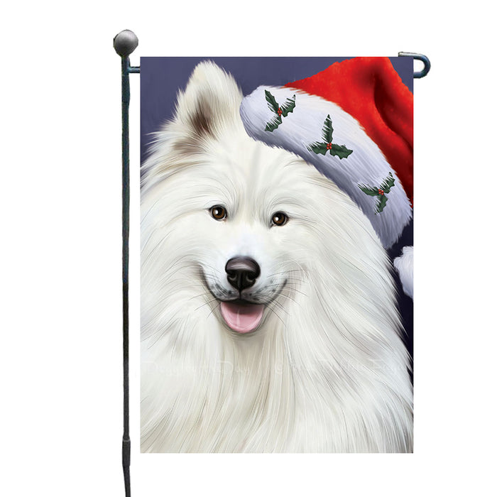 Christmas Santa Hat Samoyed Dog Garden Flags Outdoor Decor for Homes and Gardens Double Sided Garden Yard Spring Decorative Vertical Home Flags Garden Porch Lawn Flag for Decorations