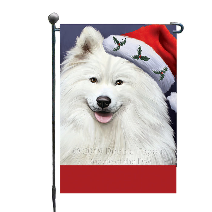 Personalized Christmas Holidays Samoyed Dog Wearing Santa Hat Portrait Head Custom Garden Flags GFLG-DOTD-A59853