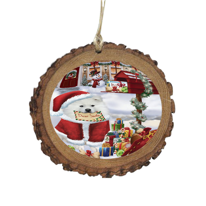 Samoyed Dog Dear Santa Letter Christmas Holiday Mailbox Wooden Christmas Ornament WOR49078