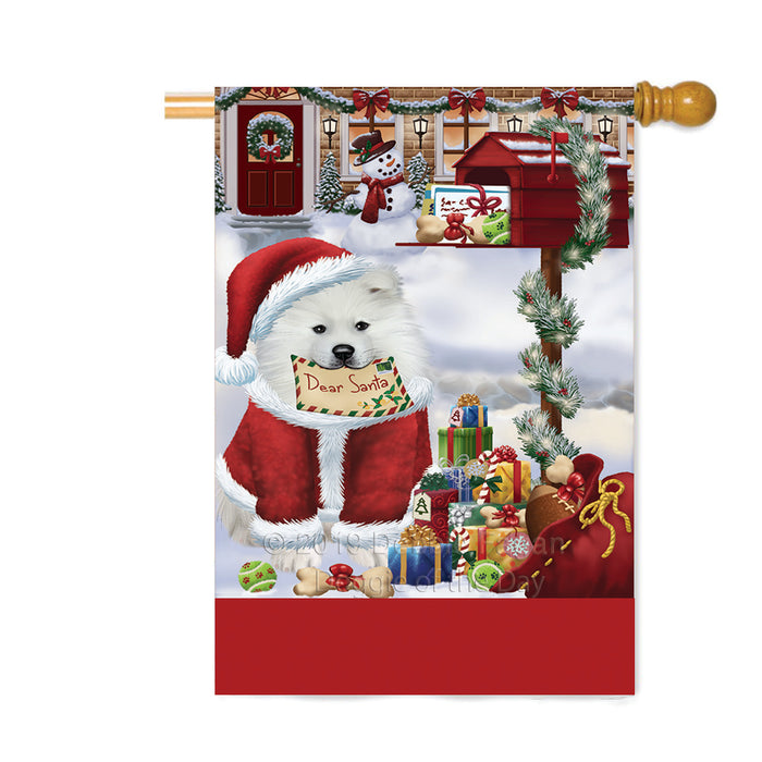 Personalized Happy Holidays Mailbox Samoyed Dog Christmas Custom House Flag FLG-DOTD-A60022