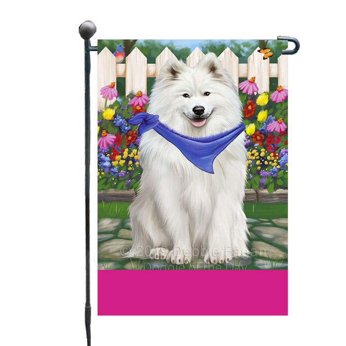 Personalized Spring Floral Samoyed Dog Custom Garden Flags GFLG-DOTD-A62971