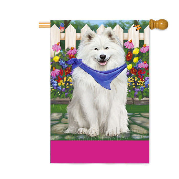 Personalized Spring Floral Samoyed Dog Custom House Flag FLG-DOTD-A63027
