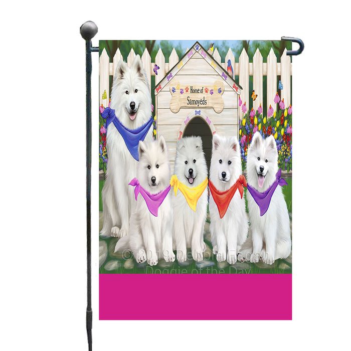 Personalized Spring Cat House Samoyed Dogs Custom Garden Flags GFLG-DOTD-A62972