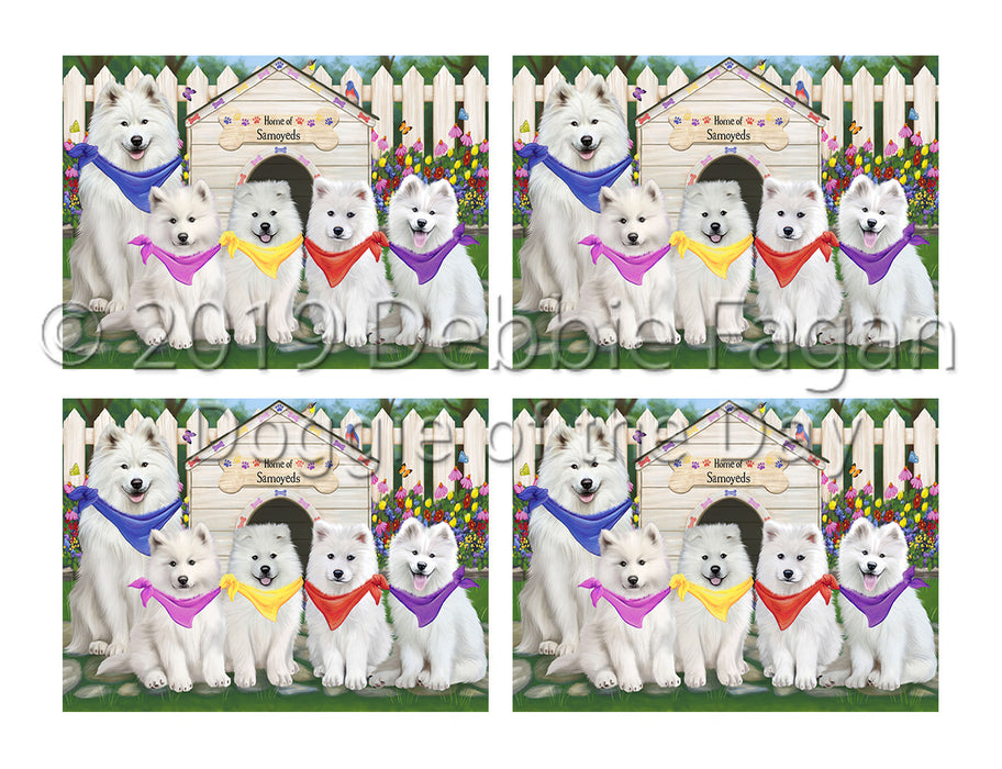 Spring Dog House Samoyed Dogs Placemat