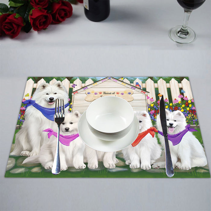 Spring Dog House Samoyed Dogs Placemat