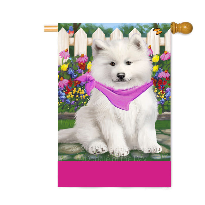Personalized Spring Floral Samoyed Dog Custom House Flag FLG-DOTD-A63029