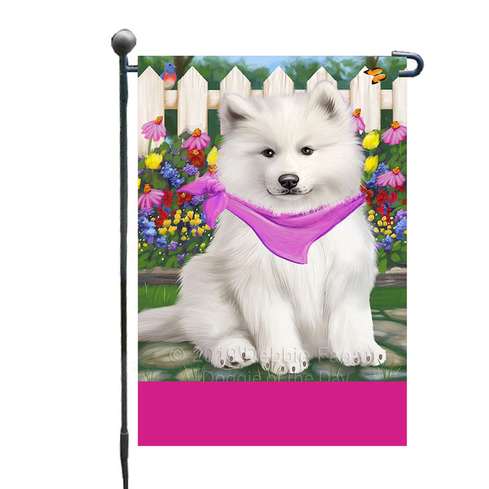 Personalized Spring Floral Samoyed Dog Custom Garden Flags GFLG-DOTD-A62973