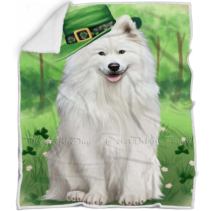 St. Patricks Day Irish Portrait Samoyed Dog Blanket BLNKT58872