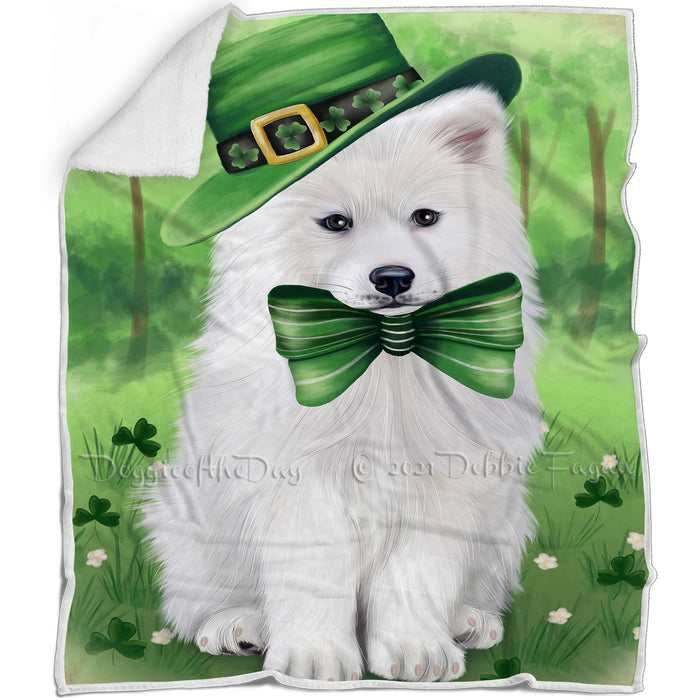St. Patricks Day Irish Portrait Samoyed Dog Blanket BLNKT58890