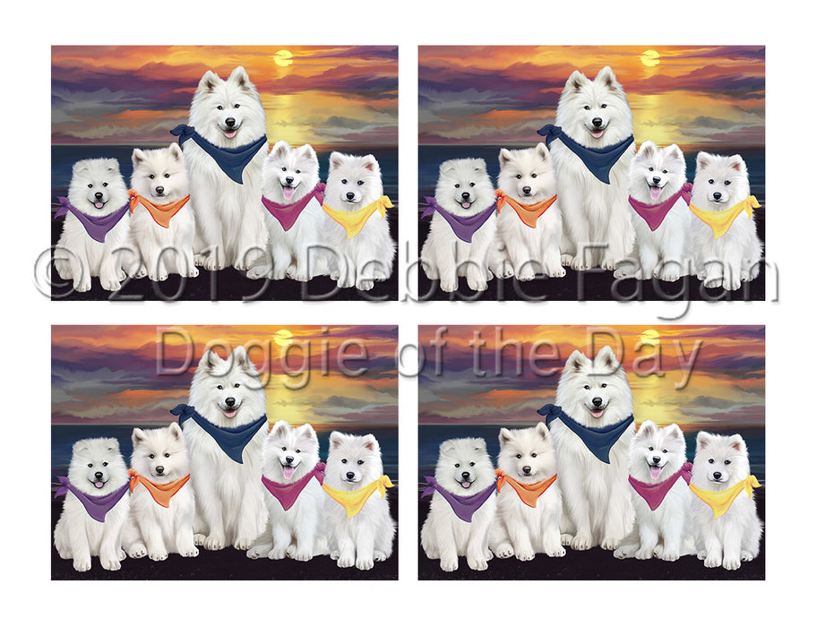 Family Sunset Portrait Samoyed Dogs Placemat