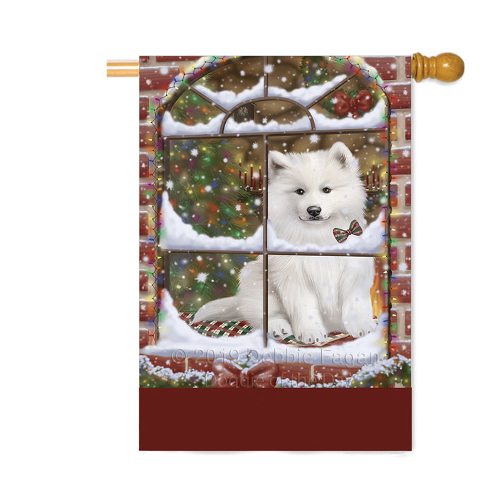 Personalized Please Come Home For Christmas Samoyed Dog Sitting In Window Custom House Flag FLG-DOTD-A60254