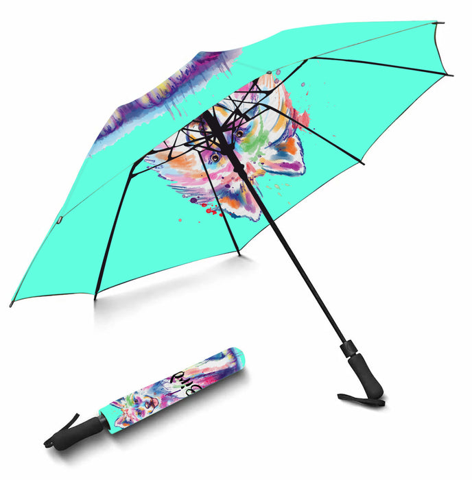 Custom Pet Name Personalized Watercolor Samoyed DogSemi-Automatic Foldable Umbrella