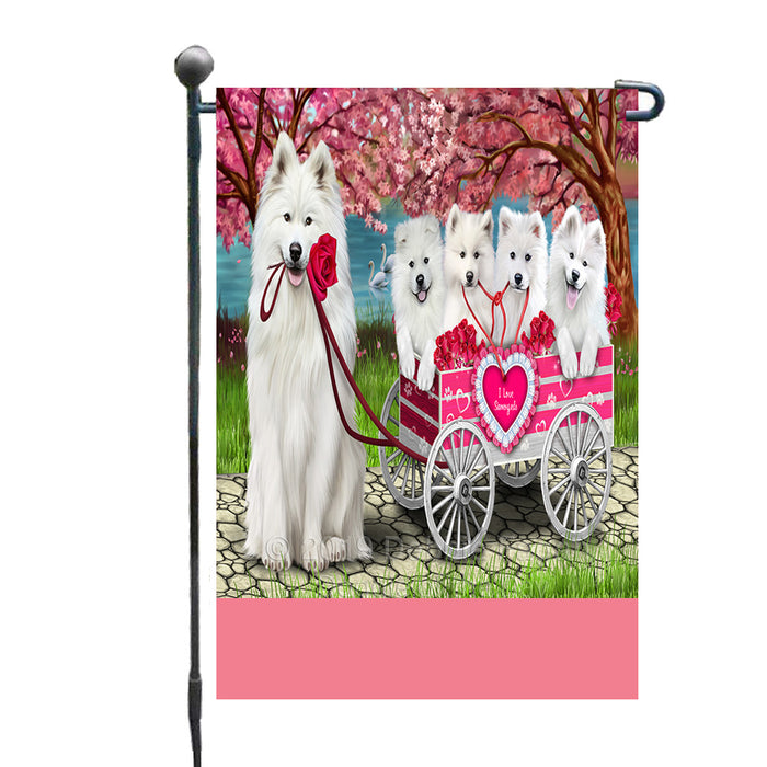 Personalized I Love Samoyed Dogs in a Cart Custom Garden Flags GFLG-DOTD-A62181