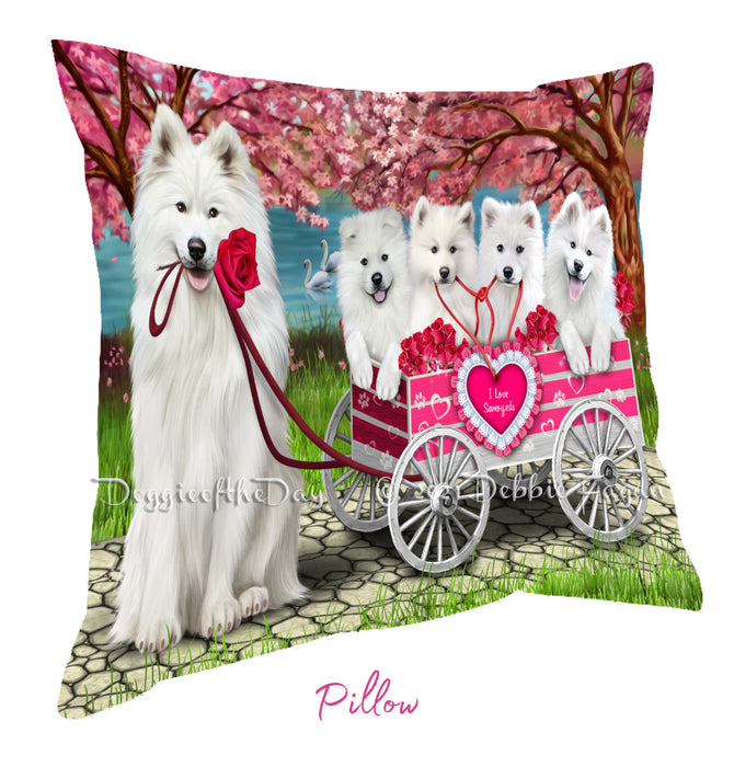 Mother's Day Gift Basket Samoyed Dogs Blanket, Pillow, Coasters, Magnet, Coffee Mug and Ornament