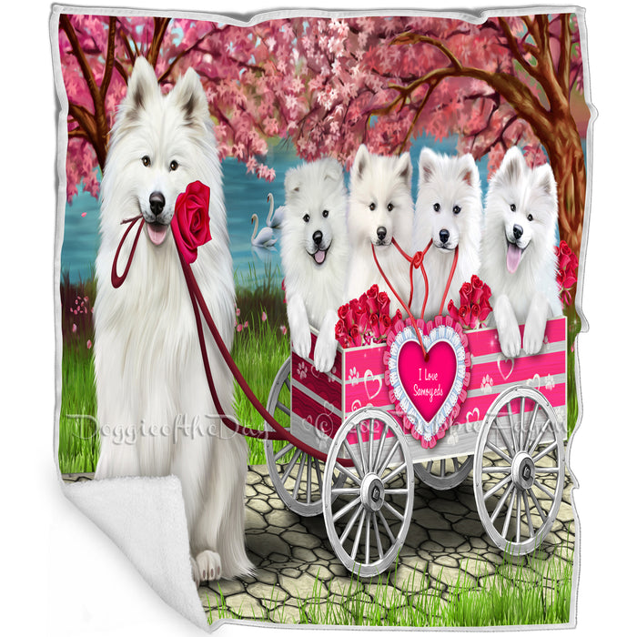 I Love Samoyeds Dog Cat in a Cart Blanket BLNKT82101