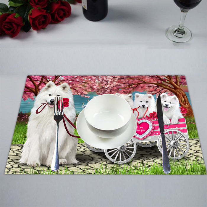 I Love Samoyed Dogs in a Cart Placemat