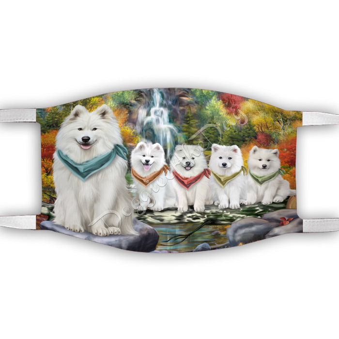 Scenic Waterfall Samoyed Dogs Face Mask FM49334