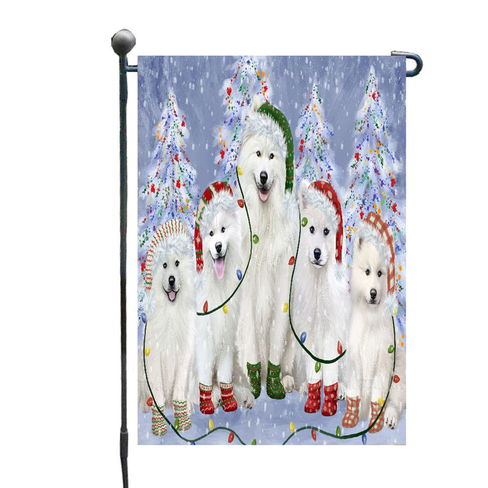 Christmas Lights and Samoyed Dogs Garden Flags- Outdoor Double Sided Garden Yard Porch Lawn Spring Decorative Vertical Home Flags 12 1/2"w x 18"h