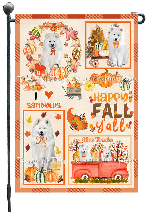 Happy Fall Y'all Pumpkin Samoyed Dogs Garden Flags- Outdoor Double Sided Garden Yard Porch Lawn Spring Decorative Vertical Home Flags 12 1/2"w x 18"h