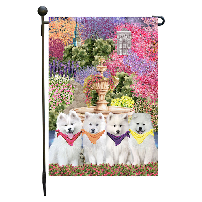 Samoyed Dogs Garden Flag: Explore a Variety of Designs, Weather Resistant, Double-Sided, Custom, Personalized, Outside Garden Yard Decor, Flags for Dog and Pet Lovers