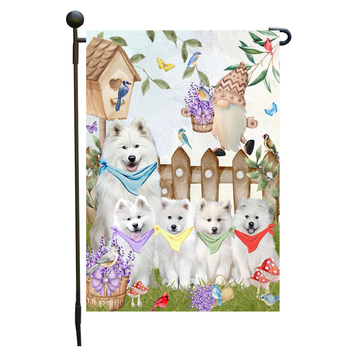 Samoyed Dogs Garden Flag: Explore a Variety of Designs, Custom, Personalized, Weather Resistant, Double-Sided, Outdoor Garden Yard Decor for Dog and Pet Lovers