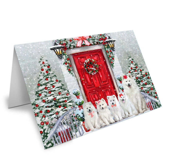 Christmas Holiday Welcome Samoyed Dog Handmade Artwork Assorted Pets Greeting Cards and Note Cards with Envelopes for All Occasions and Holiday Seasons