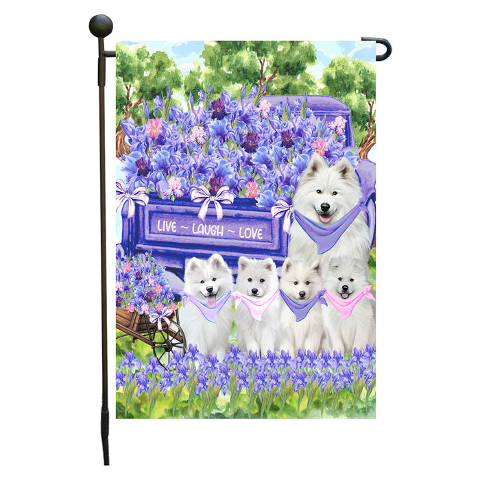 Samoyed Dogs Garden Flag for Dog and Pet Lovers, Explore a Variety of Designs, Custom, Personalized, Weather Resistant, Double-Sided, Outdoor Garden Yard Decoration