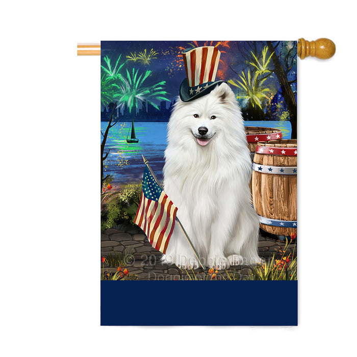 Personalized 4th of July Firework Samoyed Dog Custom House Flag FLG-DOTD-A58116