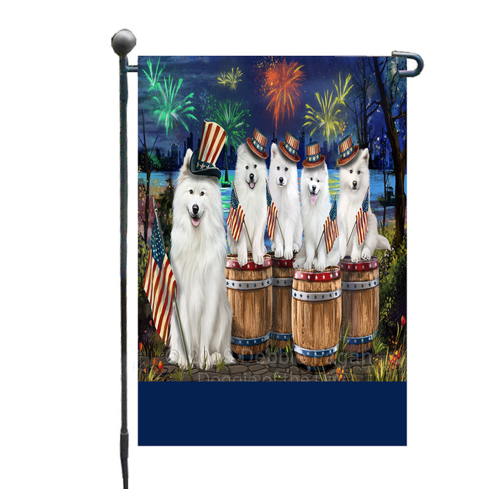 Personalized 4th of July Firework Samoyed Dogs Custom Garden Flags GFLG-DOTD-A58061
