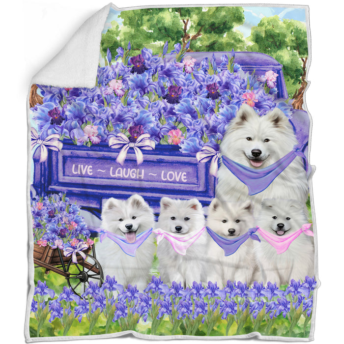 Samoyed Blanket: Explore a Variety of Designs, Personalized, Custom Bed Blankets, Cozy Sherpa, Fleece and Woven, Dog Gift for Pet Lovers