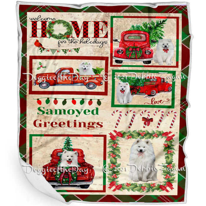 Welcome Home for Christmas Holidays Samoyed Dogs Blanket BLNKT72141