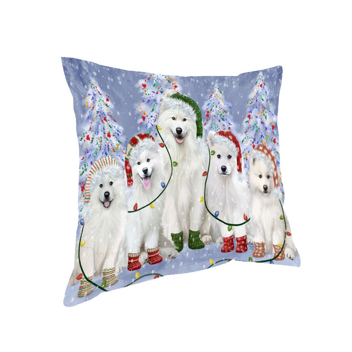 Christmas Lights and Samoyed Dogs Pillow with Top Quality High-Resolution Images - Ultra Soft Pet Pillows for Sleeping - Reversible & Comfort - Ideal Gift for Dog Lover - Cushion for Sofa Couch Bed - 100% Polyester