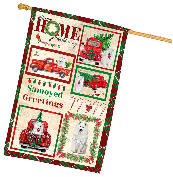 Welcome Home for Christmas Holidays Samoyed Dogs House flag FLG67046