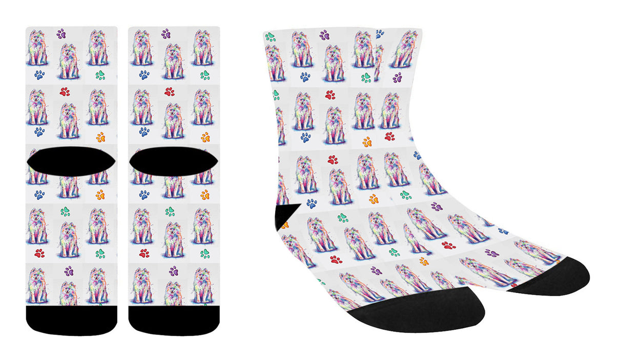 Watercolor Samoyed Dogs Women's Socks
