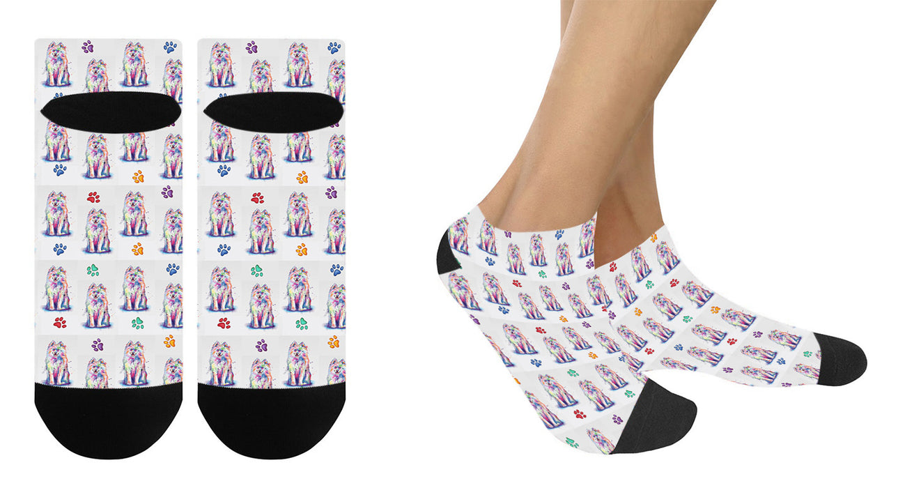 Watercolor Samoyed Dogs Women's Ankle Socks
