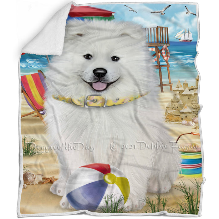 Pet Friendly Beach Samoyed Dog Blanket BLNKT53265