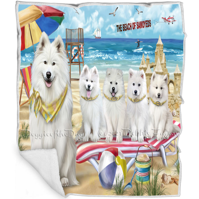 Pet Friendly Beach Samoyeds Dog Blanket BLNKT53229
