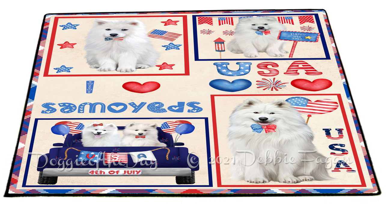 4th of July Independence Day I Love USA Samoyed Dogs Floormat FLMS56308 Floormat FLMS56308