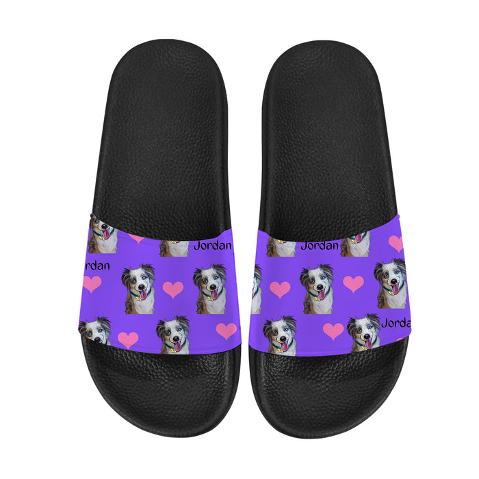 Custom Add Your Photo Here PET Dog Cat Photos on Women's Slide Sandals