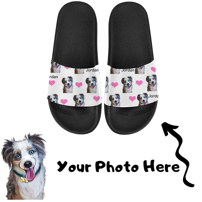 Custom Add Your Photo Here PET Dog Cat Photos on Women's Slide Sandals