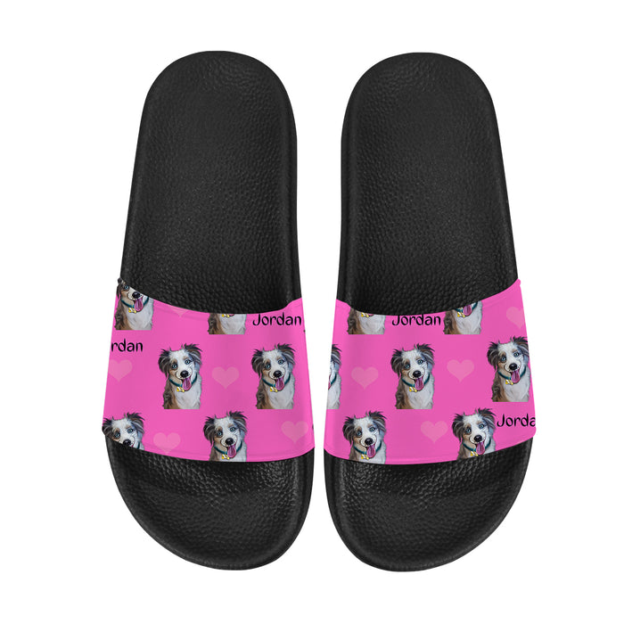 Custom Add Your Photo Here PET Dog Cat Photos on Women's Slide Sandals