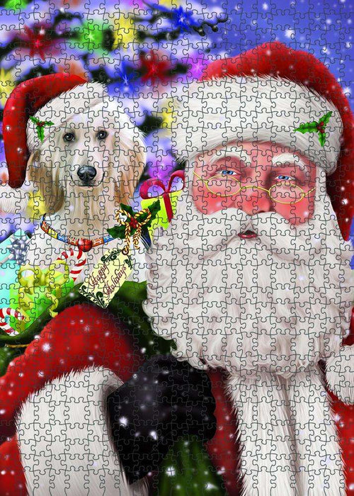 Santa Carrying Afghan Hound Dog and Christmas Presents Puzzle with Photo Tin PUZL81800