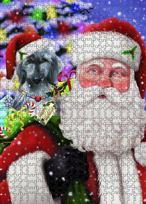 Santa Carrying Afghan Hound Dog and Christmas Presents Puzzle with Photo Tin PUZL81804
