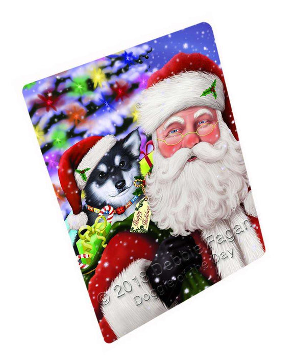 Santa Carrying Alaskan Malamute Dog and Christmas Presents Blanket BLNKT102954