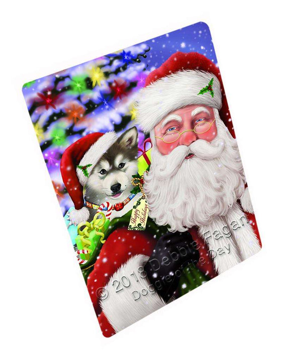 Santa Carrying Alaskan Malamute Dog and Christmas Presents Cutting Board C66318