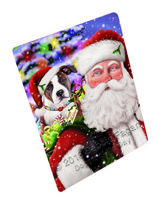 Santa Carrying American Staffordshire Terrier Dog and Christmas Presents Blanket BLNKT100344