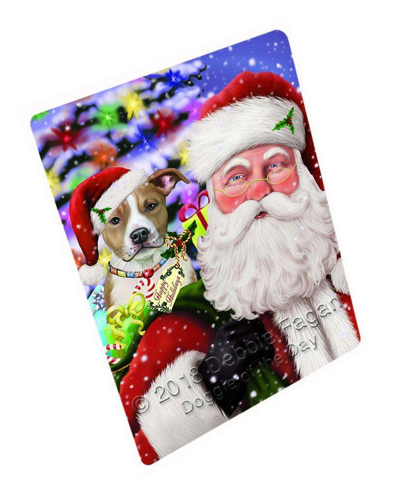 Santa Carrying American Staffordshire Terrier Dog and Christmas Presents Cutting Board C65439