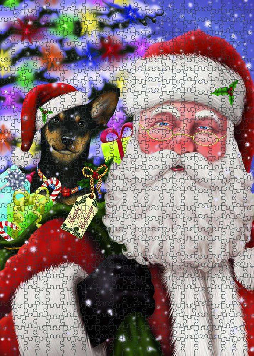 Santa Carrying Australian Kelpie Dog and Christmas Presents Puzzle with Photo Tin PUZL82992