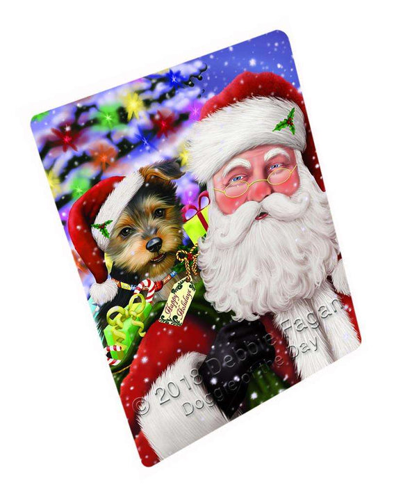 Santa Carrying Australian Terrier Dog and Christmas Presents Cutting Board C65451