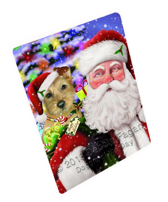 Santa Carrying Australian Terrier Dog and Christmas Presents Cutting Board C65454